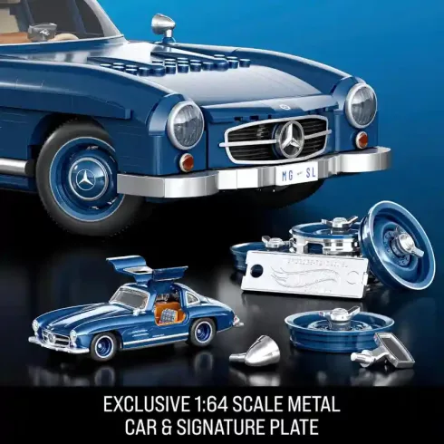 Mattel Brick Shop Hot Wheels Premium Mercedes-Benz 300 SL építőjáték kisautóval