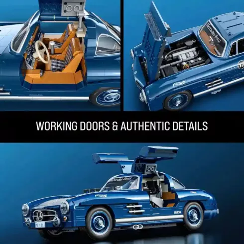 Mattel Brick Shop Hot Wheels Premium Mercedes-Benz 300 SL építőjáték kisautóval