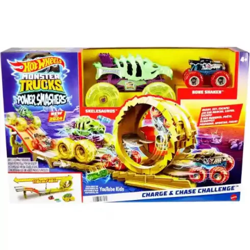 Mattel Hot Wheels Monster Trucks Power Smashers üldözős kihívás, Skelesaurus vs. Bone Shaker