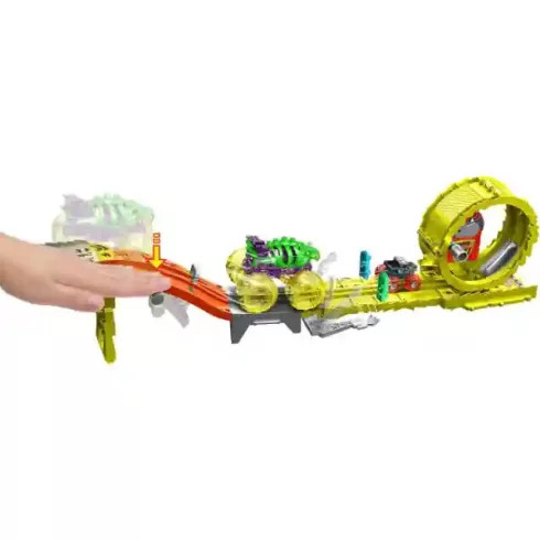  Mattel Hot Wheels Monster Trucks Power Smashers üldözős kihívás, Skelesaurus vs. Bone Shaker