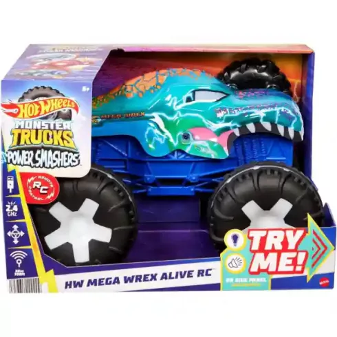 Mattel Hot Wheels távirányítós RC Mega-Wrex Alive interaktív autó, Monster Trucks Power Smashers