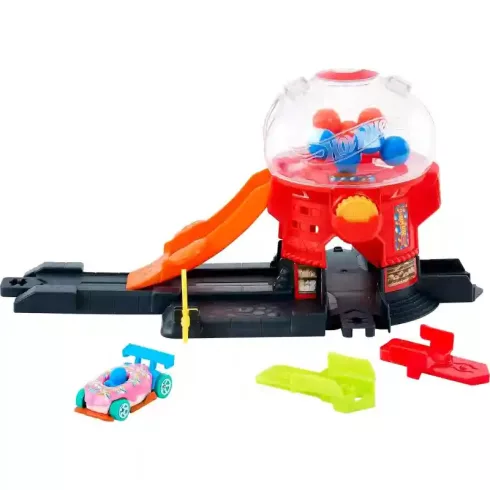 Mattel Hot Wheels rágógumi automata játékszett kisautóval