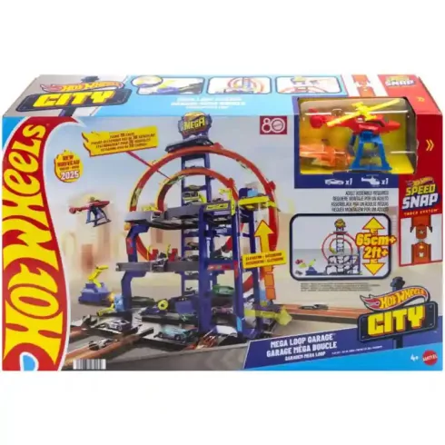 Mattel Hot Wheels mega hurok emeletes garázs kisautóval