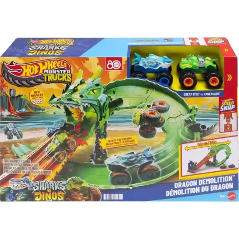 Mattel Hot Wheels Monster Trucks Sharks vs. Dinos sárkányfutam versenypálya