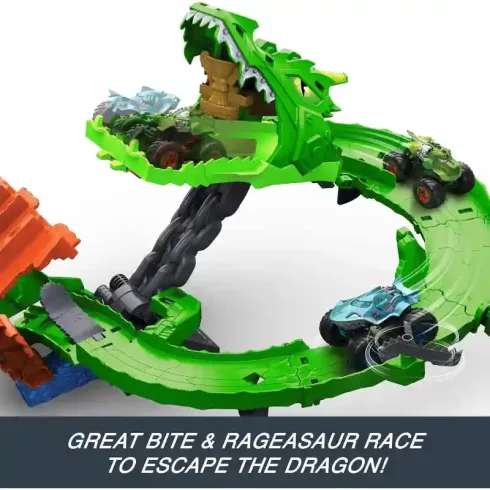 Mattel Hot Wheels Monster Trucks Sharks vs. Dinos sárkányfutam versenypálya