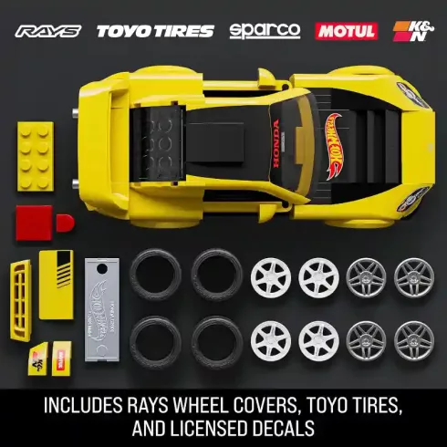 Mattel Brick Shop Hot Wheels '07 Honda S2000 építőjáték kisautóval