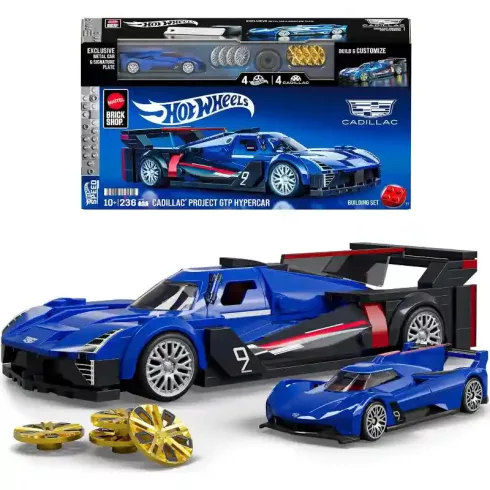 Mattel Brick Shop Hot Wheels Cadillac Project GTP Hypercar építőjáték kisautóval