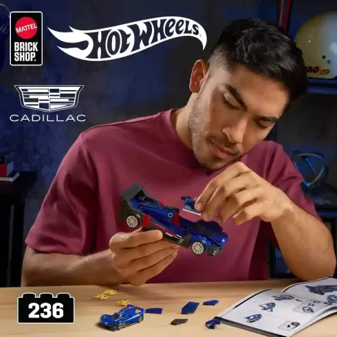 Mattel Brick Shop Hot Wheels Cadillac Project GTP Hypercar építőjáték kisautóval