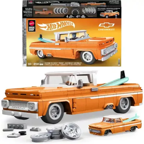 Mattel Brick Shop Hot Wheels Custom ’62 Chevrolet (Chevy) Pickup építőjáték kisautóval