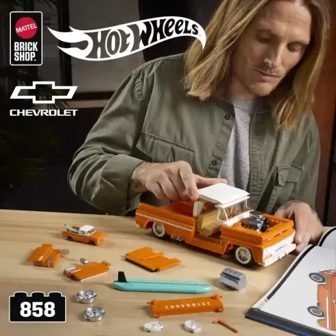 Mattel Brick Shop Hot Wheels Custom ’62 Chevrolet (Chevy) Pickup építőjáték kisautóval