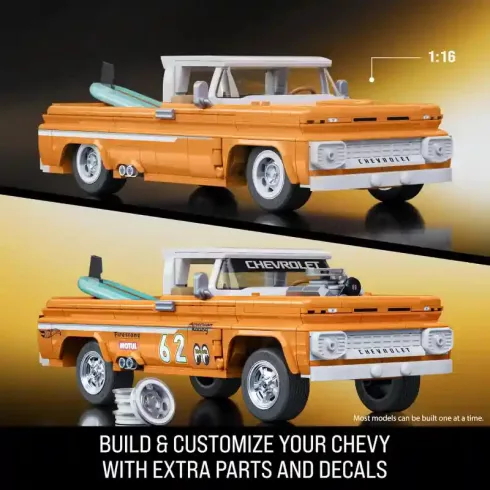 Mattel Brick Shop Hot Wheels Custom ’62 Chevrolet (Chevy) Pickup építőjáték kisautóval