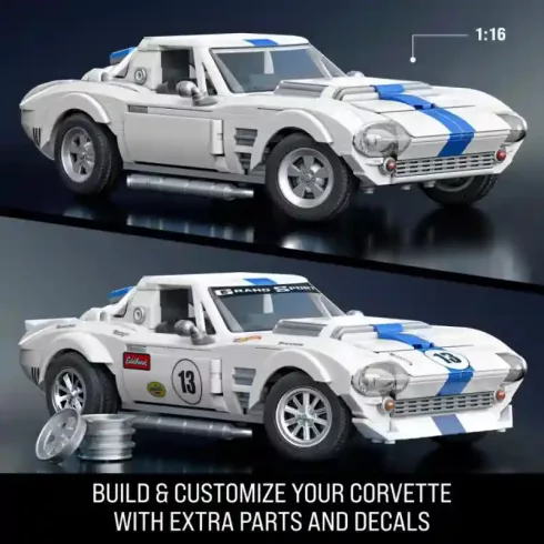 Mattel Brick Shop Hot Wheels Chevrolet Corvette Grand Sport építőjáték kisautóval