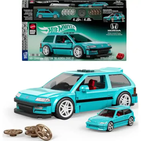 Mattel Brick Shop Hot Wheels Custom '90 Honda Civic EF építőjáték kisautóval