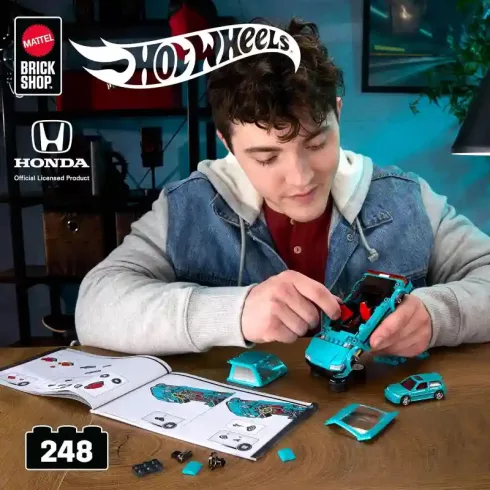 Mattel Brick Shop Hot Wheels Custom '90 Honda Civic EF építőjáték kisautóval