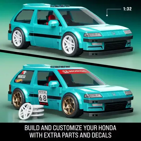 Mattel Brick Shop Hot Wheels Custom '90 Honda Civic EF építőjáték kisautóval