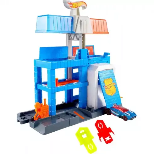 Mattel Hot Wheels emeletes városi rendőrség játékszett kisautóval