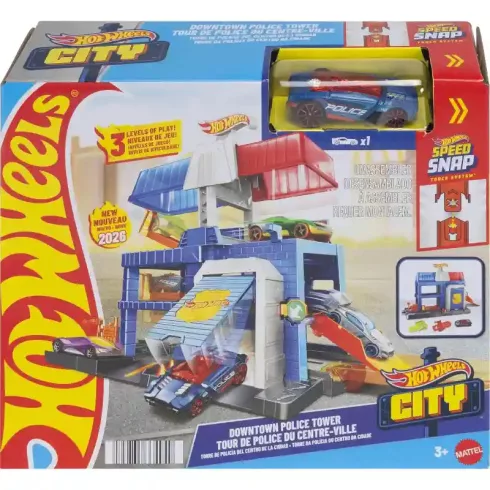 Mattel Hot Wheels emeletes városi rendőrség játékszett kisautóval