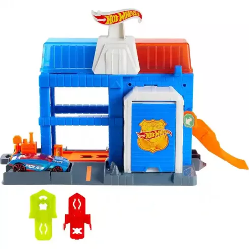 Mattel Hot Wheels emeletes városi rendőrség játékszett kisautóval