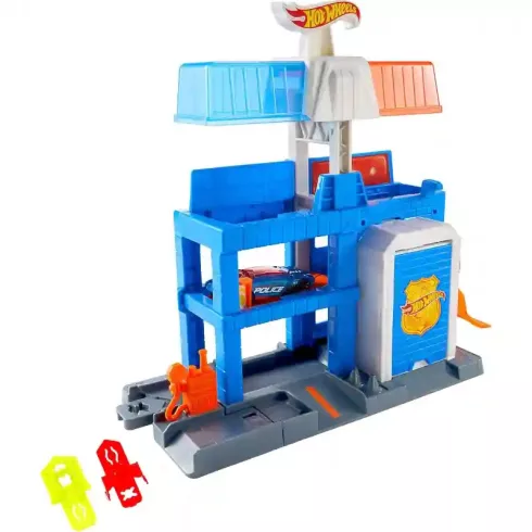 Mattel Hot Wheels emeletes városi rendőrség játékszett kisautóval
