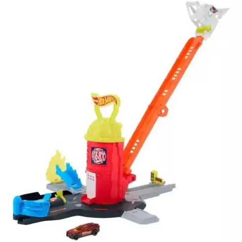 Mattel Hot Wheels szuper tűzoltóállomás játékkészlet kisautóval