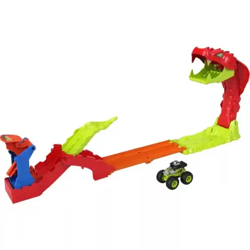 Mattel Hot Wheels Monster Trucks kígyómarás pályaszett Bone Shaker autóval