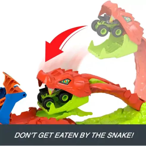 Mattel Hot Wheels Monster Trucks kígyómarás pályaszett Bone Shaker autóval