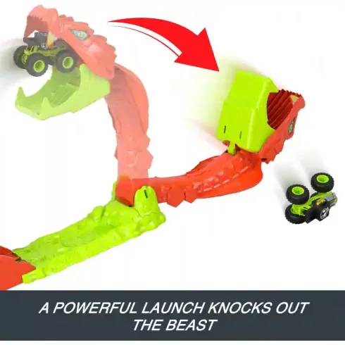 Mattel Hot Wheels Monster Trucks kígyómarás pályaszett Bone Shaker autóval
