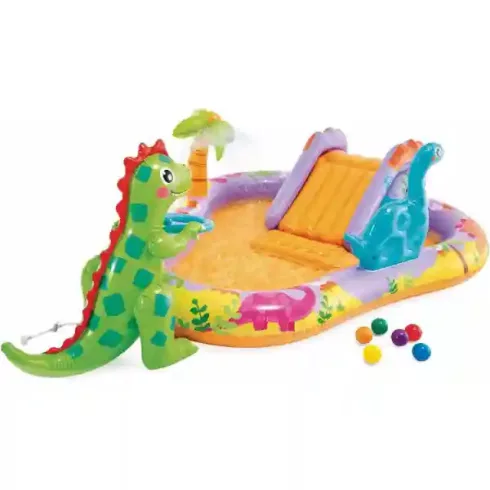 Intex felfújható dinoszaurusz medence játszótér 201 x 157 x 69 cm