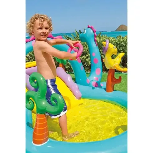 Intex felfújható dinoszaurusz medence játszótér 302 x 229 x 112 cm