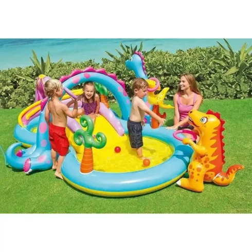 Intex felfújható dinoszaurusz medence játszótér 302 x 229 x 112 cm
