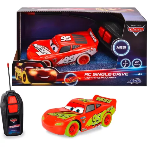 Jada Toys - Verdák: Villám McQueen foszforeszkáló távirányítós RC játékautó 15cm