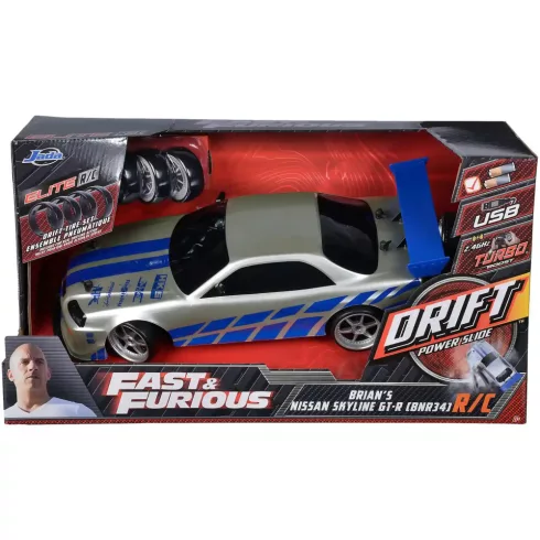 Jada Toys - Halálos iramban: Brian's Nissan Skyline GT-R távirányítós RC játékautó 42cm