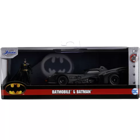 Jada Toys - 1989 Batmobile fém játékautó 13cm Batman figurával