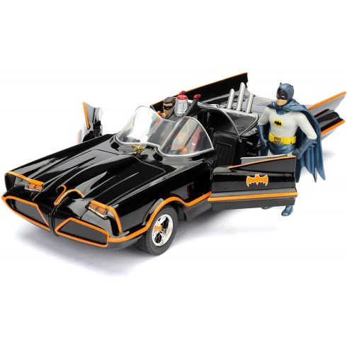 Jada Toys - 1966 Classic Batmobile fém játékautó 23cm Batman és Robin figurával (253215001)