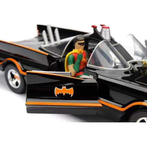 Jada Toys - 1966 Classic Batmobile fém játékautó 23cm Batman és Robin figurával (253215001)