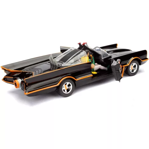 Jada Toys - 1966 Classic Batmobile fém játékautó 23cm Batman és Robin figurával (253215001)