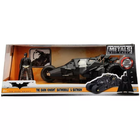 Jada Toys - A sötét lovag Batmobile fém játékautó 19cm Batman figurával (253215005)