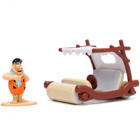 Jada Toys The Flintstones - Frédi és Béni fém játékautó 8cm Frédi figurával