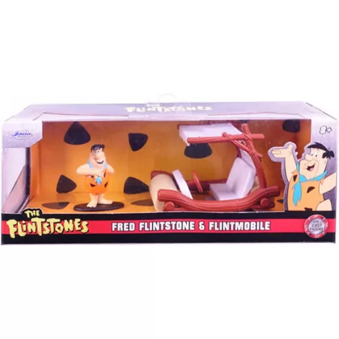 Jada Toys The Flintstones - Frédi és Béni fém játékautó 8cm Frédi figurával