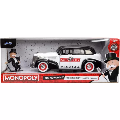 Jada Toys - Monopoly: 1939 Chevrolet Master Deluxe fém játékautó 20cm Mr. Monopoly figurával