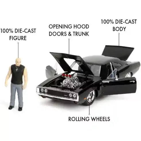 Jada Toys - Halálos iramban: Dodge Charger R/T fém játékautó 22cm Dom figurával