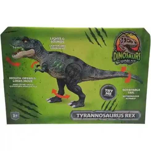 Dinosaurs World Tyrannosaurus Rex dino figura fénnyel és hanggal 36cm
