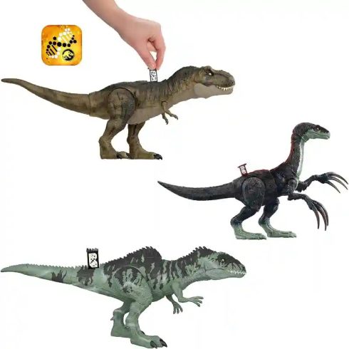 Mattel Jurassic World interaktív dinó készlet hanggal (Tyrannosaurus Rex, Giganotosaurus, Therizinosaurus)