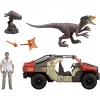 Mattel Jurassic World: Újjászületés Velociraptor dino elfogása terepjáróval, Rebirth