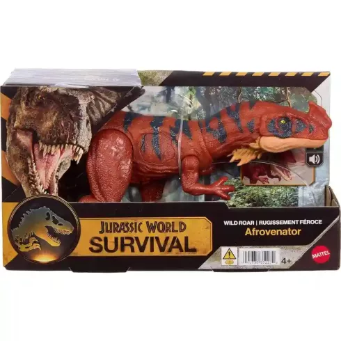 Mattel Jurassic World Afrovenator dino figura fénnyel és hanggal 32cm, Survival