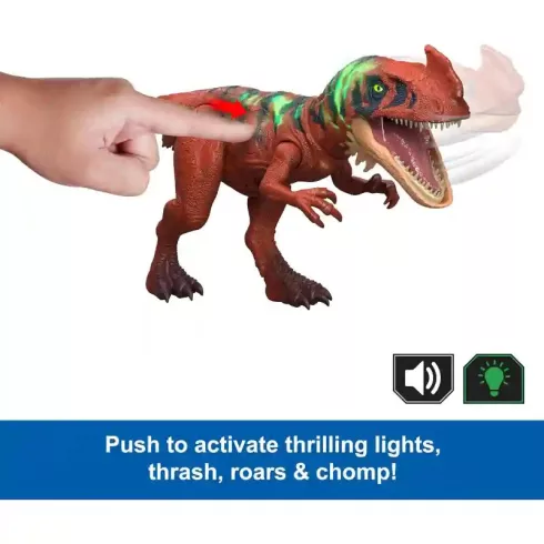 Mattel Jurassic World Afrovenator dino figura fénnyel és hanggal 32cm, Survival