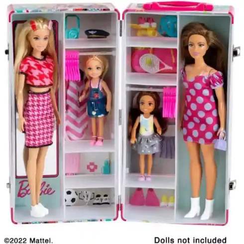 Klein Barbie fém hordozható ruhásszekrény kiegészítőkkel