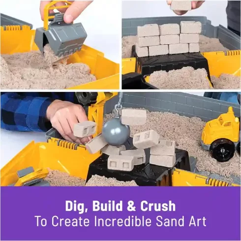 Kinetic Sand - Építkezés kinetikus homok játékkészlet daruval és teherautóval
