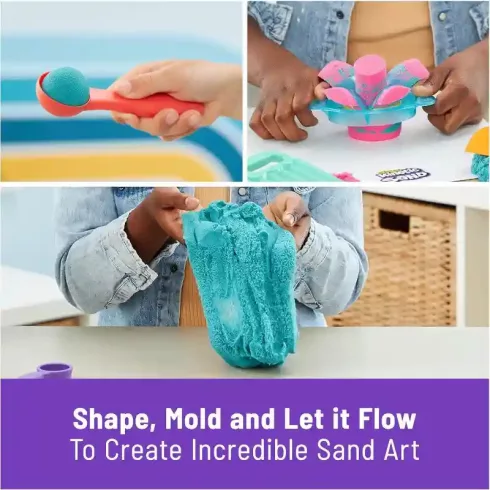 Kinetic Sand - Színes kinetikus homok szett 10 eszközzel