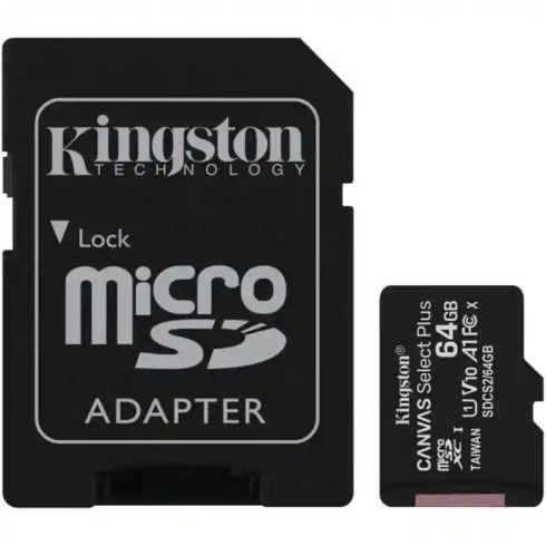 KINGSTON Canvas Select Plus MicroSDXC 64GB UHS-I U1 (Class 10) memóriakártya + adapter